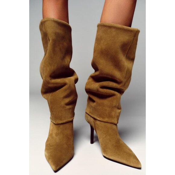 ZARA SPLIT LEATHER HEELED BOOTS - Picture 3 of 9